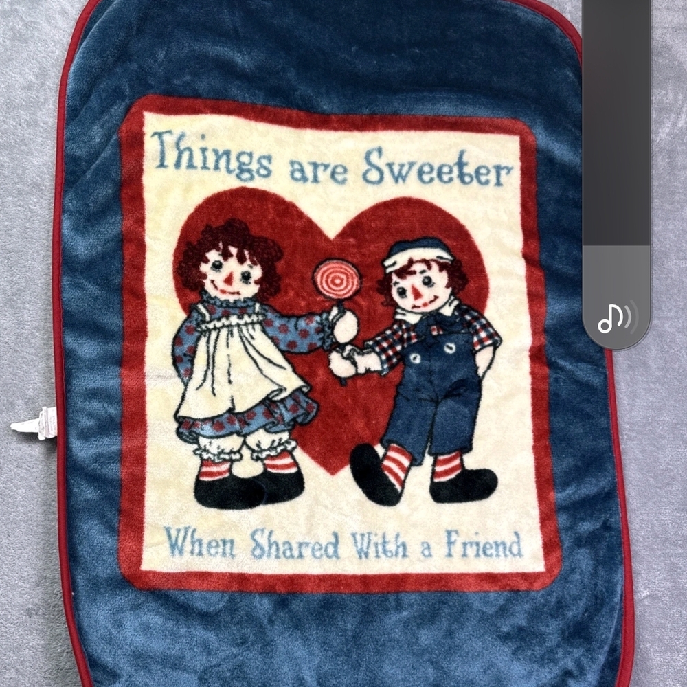Vintage Style Blanket with Heart and Doll Design